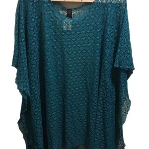 Tempo By Lavello Turquoise Mesh Poncho New
